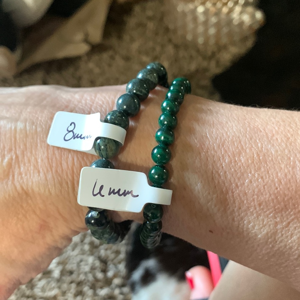 Kambaba 8mm Beaded Bracelet, Malachite Beads 6  mm bracelet 2 pieces